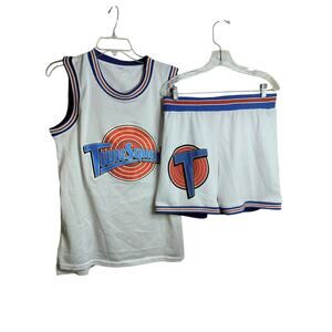 5614) Lola Bunny #10 Tune Squad White Mesh Basketball  jersey (S)  and shorts (M